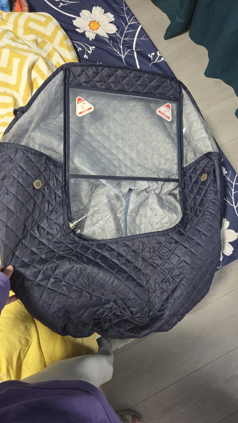 Dark Blue Quilted Baby Stroller Cover with Clear Window - photo 2