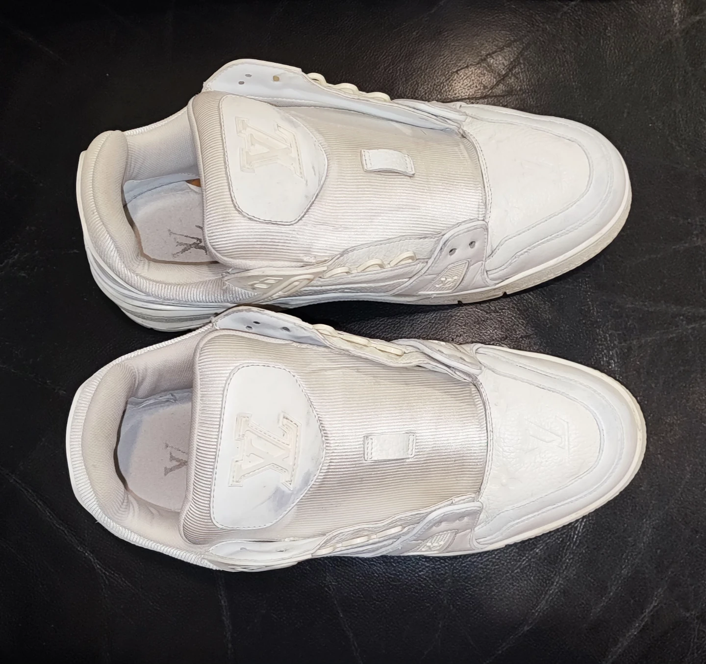 Louis Vuitton White Leather Sneakers, Men Size 10, USED
