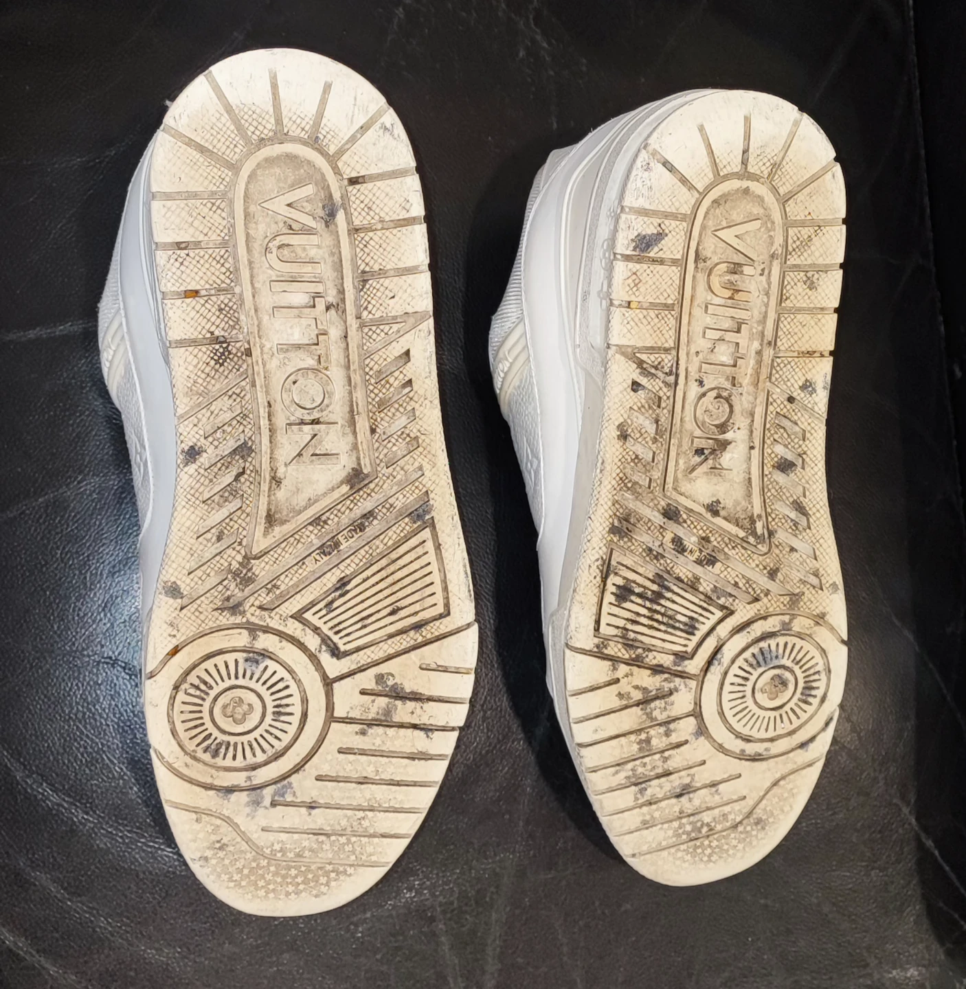Louis Vuitton White Leather Sneakers, Men Size 10, USED - photo 5