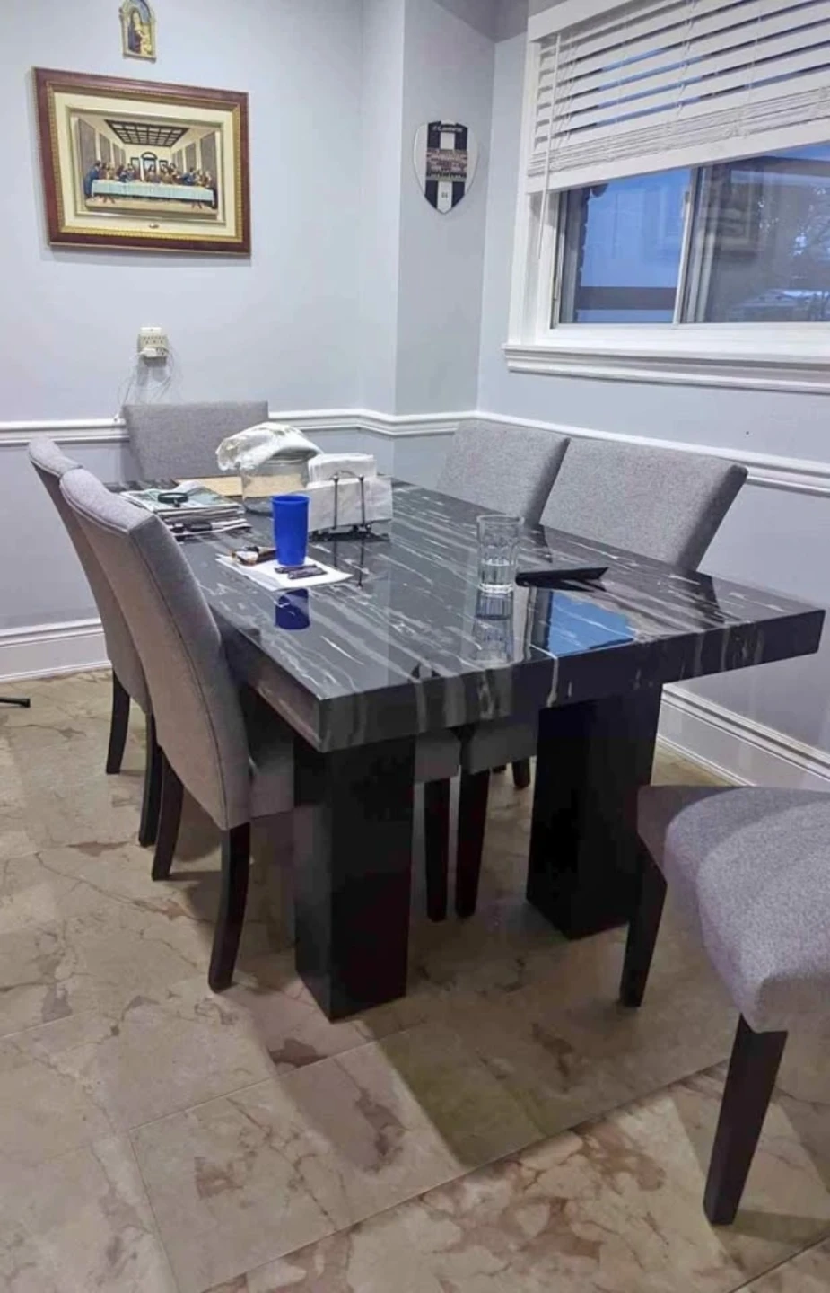 Marble like Dinning Table with 6 chairs