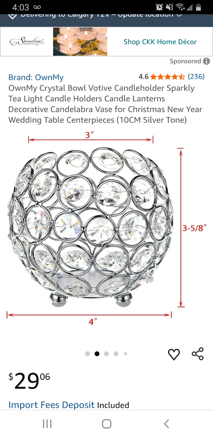 Sparkly Crystal Bowl Votive Candleholder - photo 5