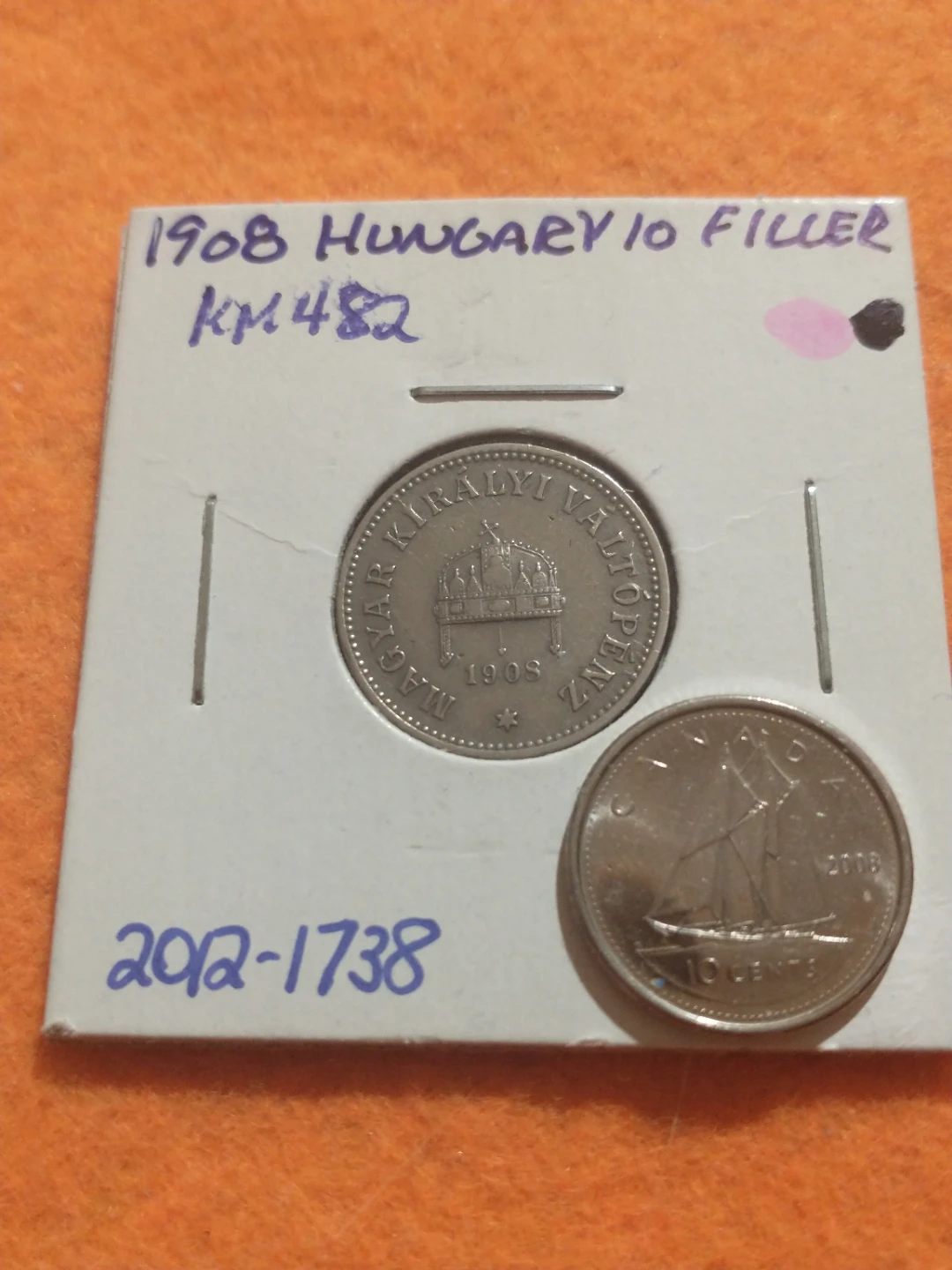 Nice 1908 Hungary 10 filler coin KM #482 - photo 2