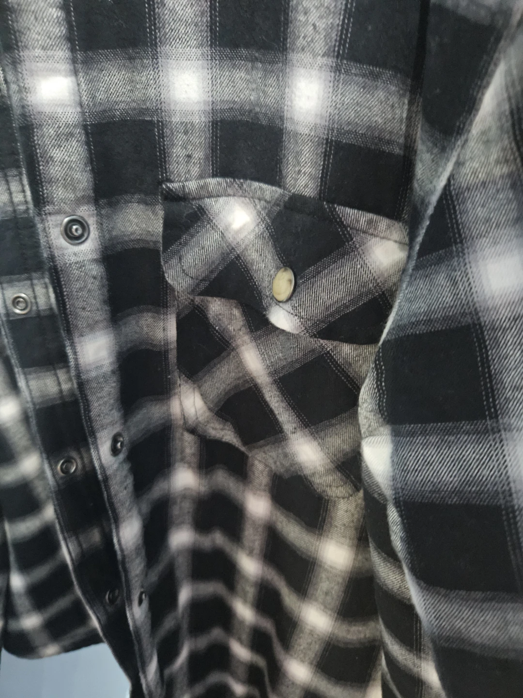 Flannel Lined Shirt Jacket - Black & White Plaid - photo 2