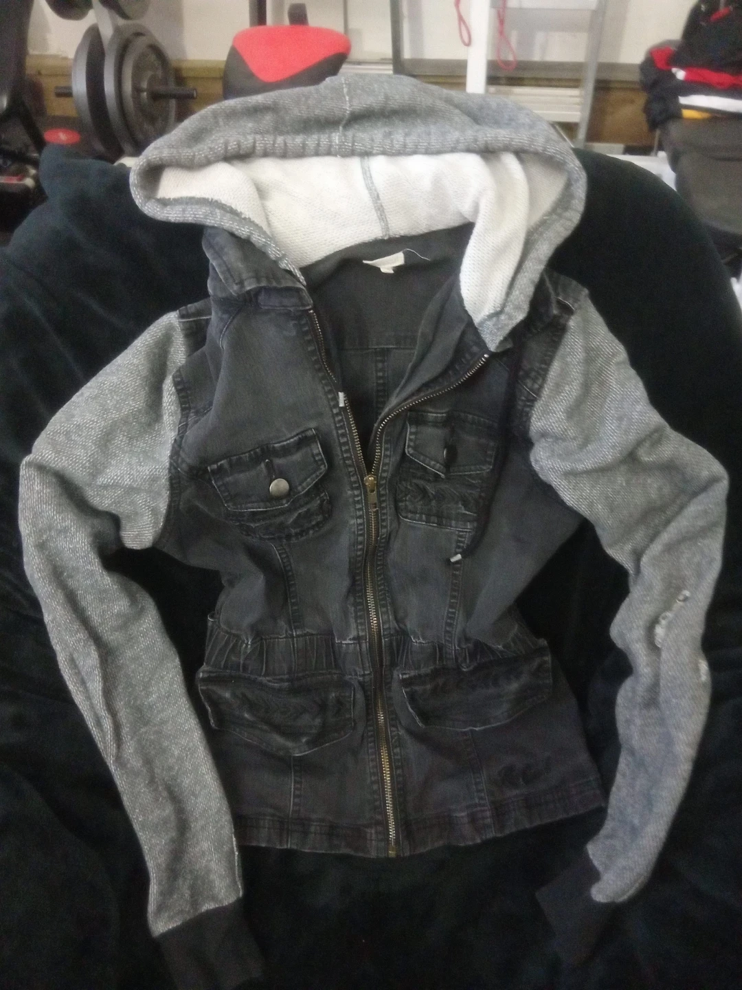 Ripcurl Denim Jacket with Grey Sleeves - Size XS