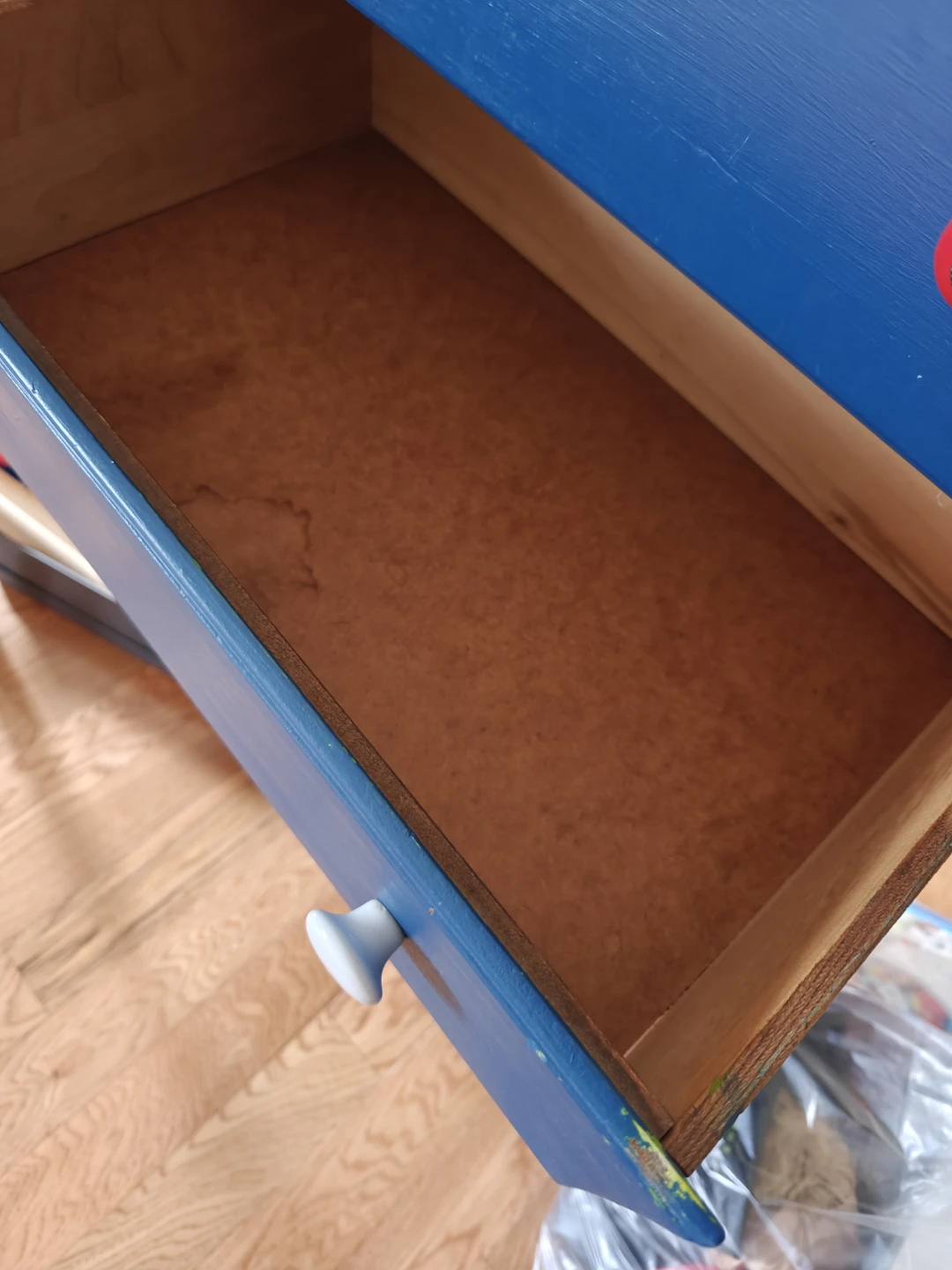 Blue 5-Drawer Dresser with Red and White Knobs - photo 2