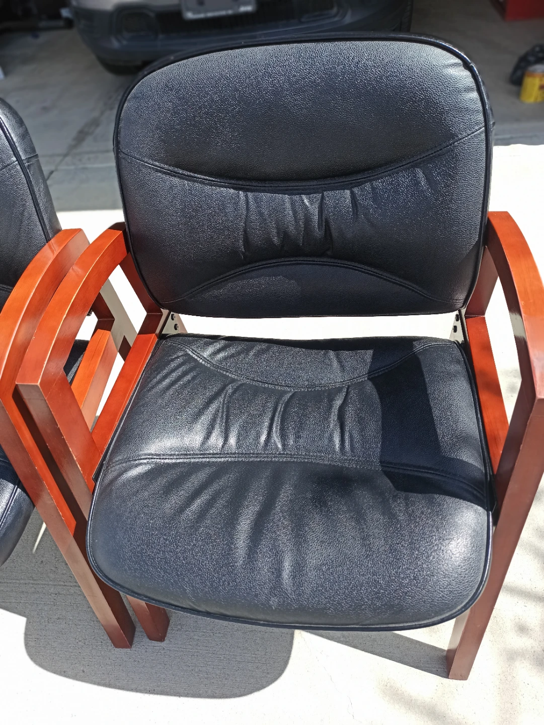 Black Chair genuine Leather Arm Chairs (Set of 2) - photo 2
