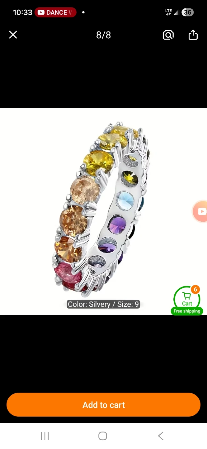 RainbowGemstoneEternityRing -Size9, Silvery Color,NOWCopperLike - photo 2