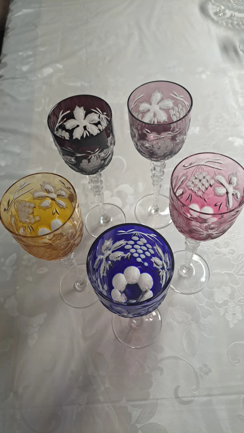 Set of 5 Coloured Crystal Wine Glasses - photo 2