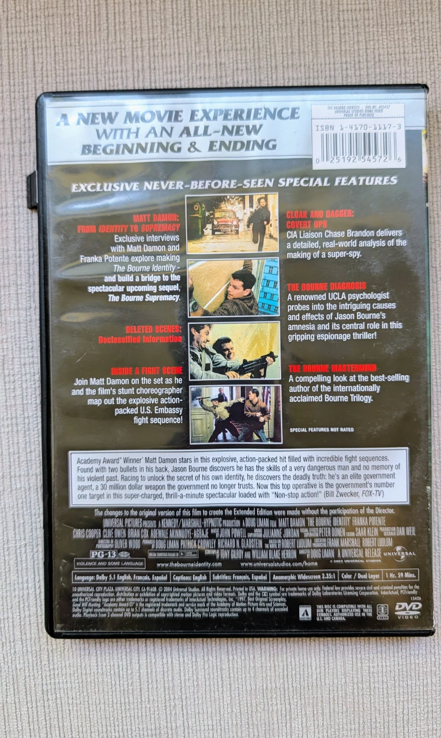 The Bourne Identity DVD - Extended Edition Movie - photo 2