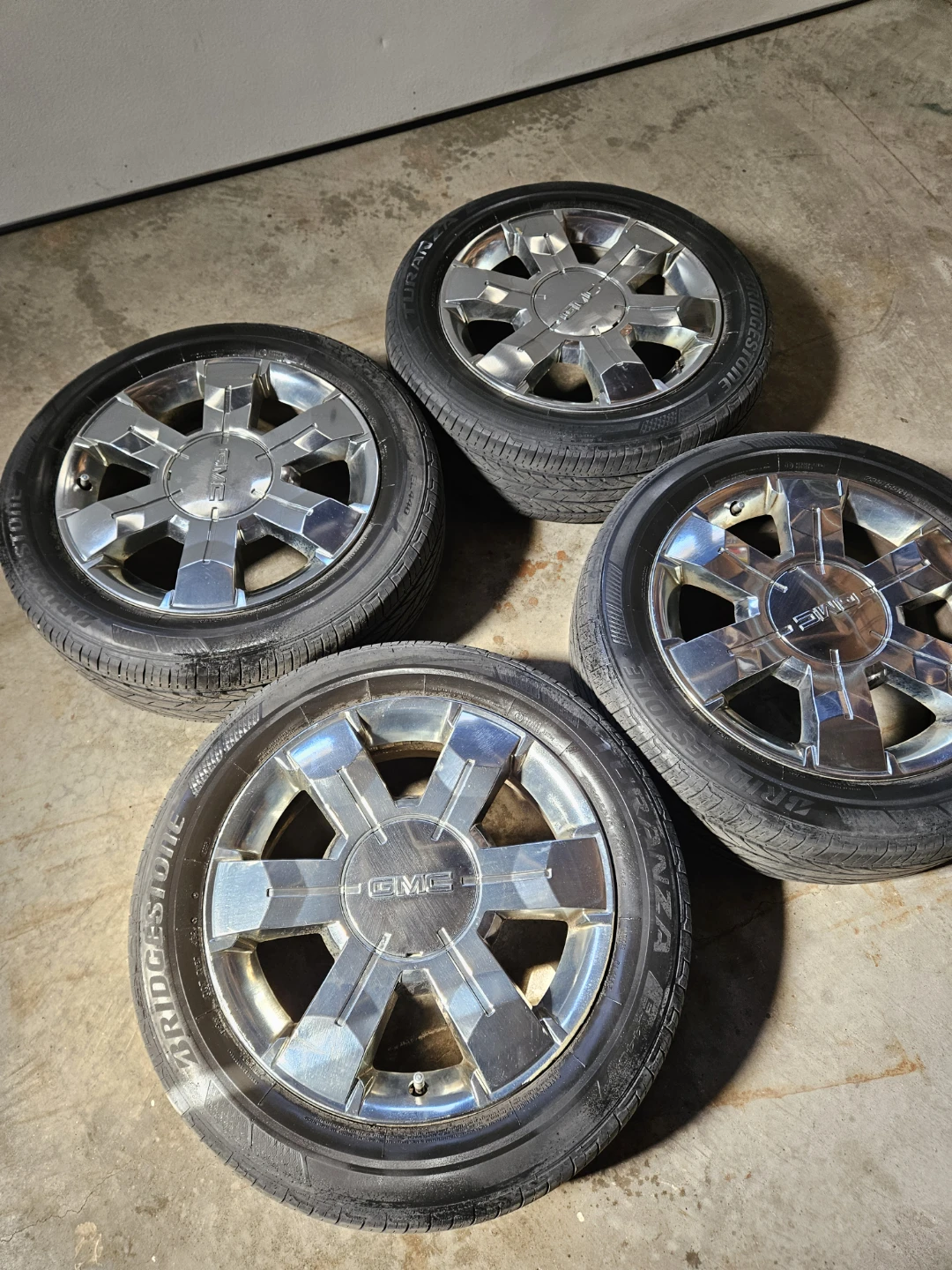 Set of 4 GMC Chrome Wheels with Bridgestone Tires - photo 4