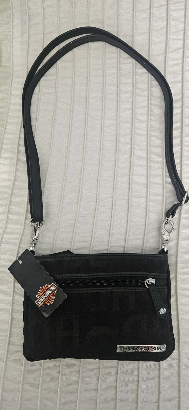 Harley-Davidson Jacquered Cotton Shoulder Purse Black. NEW