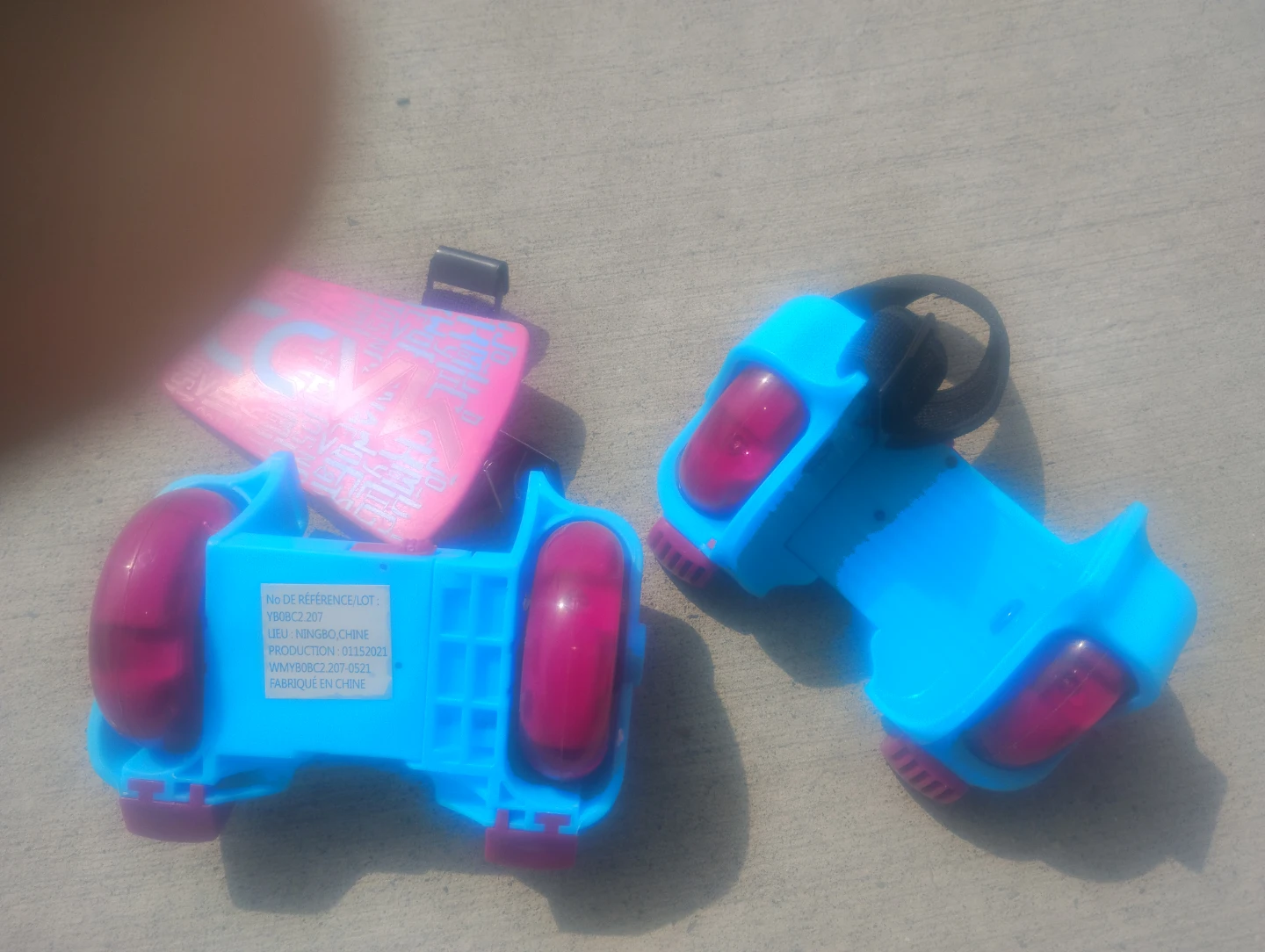 Blue Roller Shoes with Pink Accents