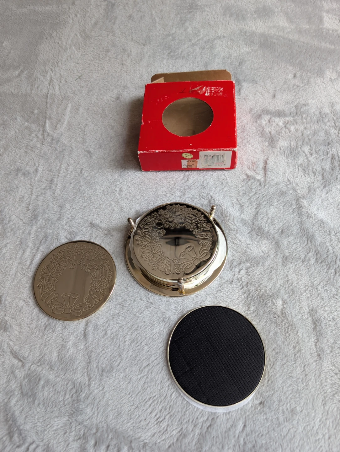 Elegance Silver Plated Steel Coasters Set with Holder - photo 2