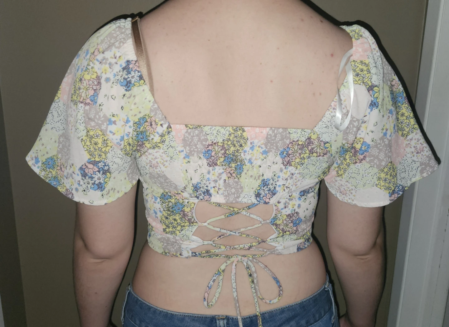 Floral Patchwork Square Neck Crop Top - photo 2