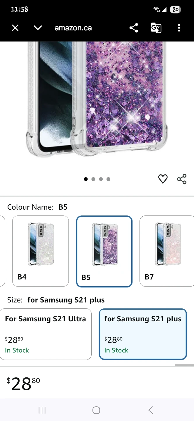 Samsung S21 5G Glitter Case - Purple - photo 3
