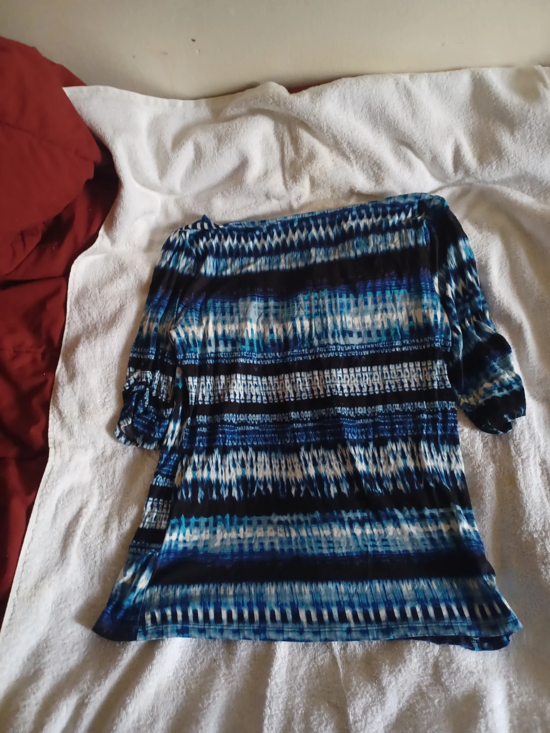 Cable & Gauge Blue Tie-Dye Print 3/4 Sleeve Top - photo 5