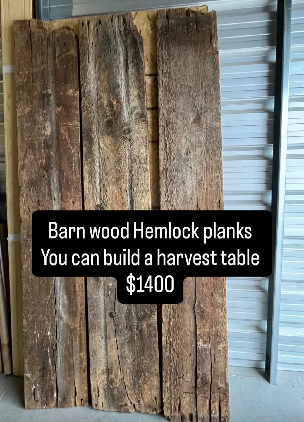 Barn wood Hemlock planks for harvest table