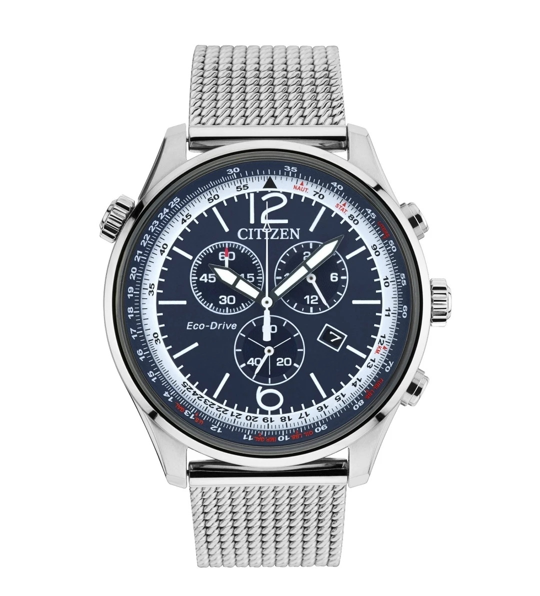 Citizen Eco-Drive Chronograph Watch - Blue Dial, Stainless Steel