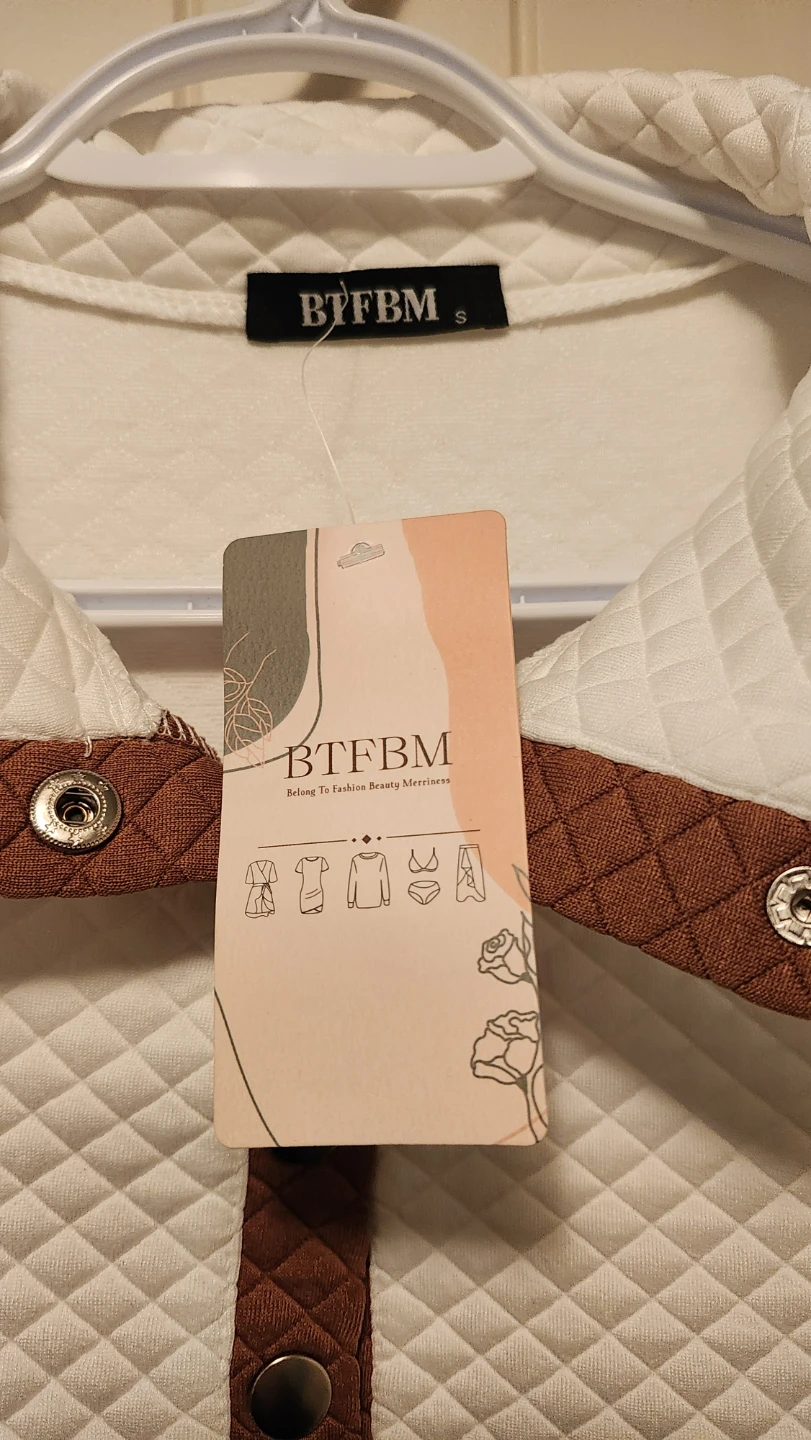 BTFBM White Quilted Snap Neck Sweatshirt Size S - photo 2