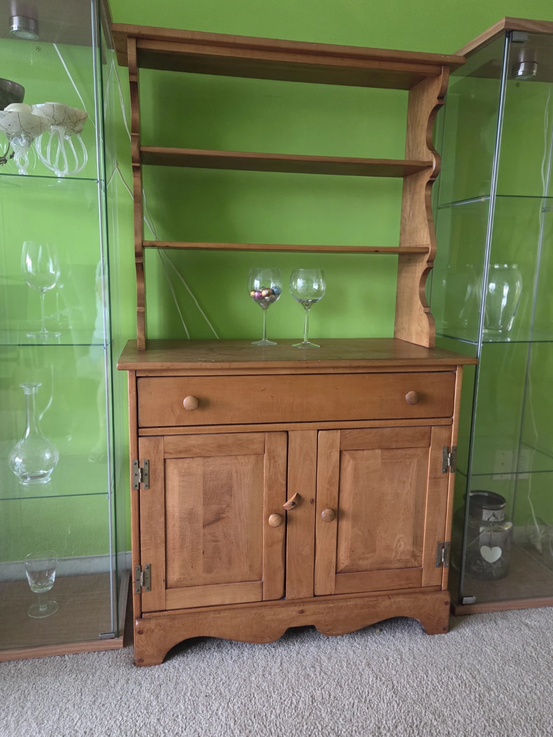 Wooden Kitchen Cabinet with Drawer and Shelves - photo 2
