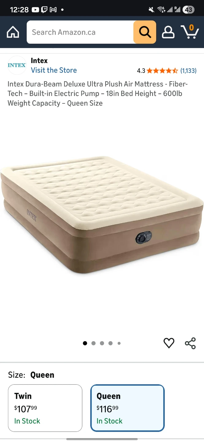 Intex Queen Air Mattress with Built-in Pump - photo 2