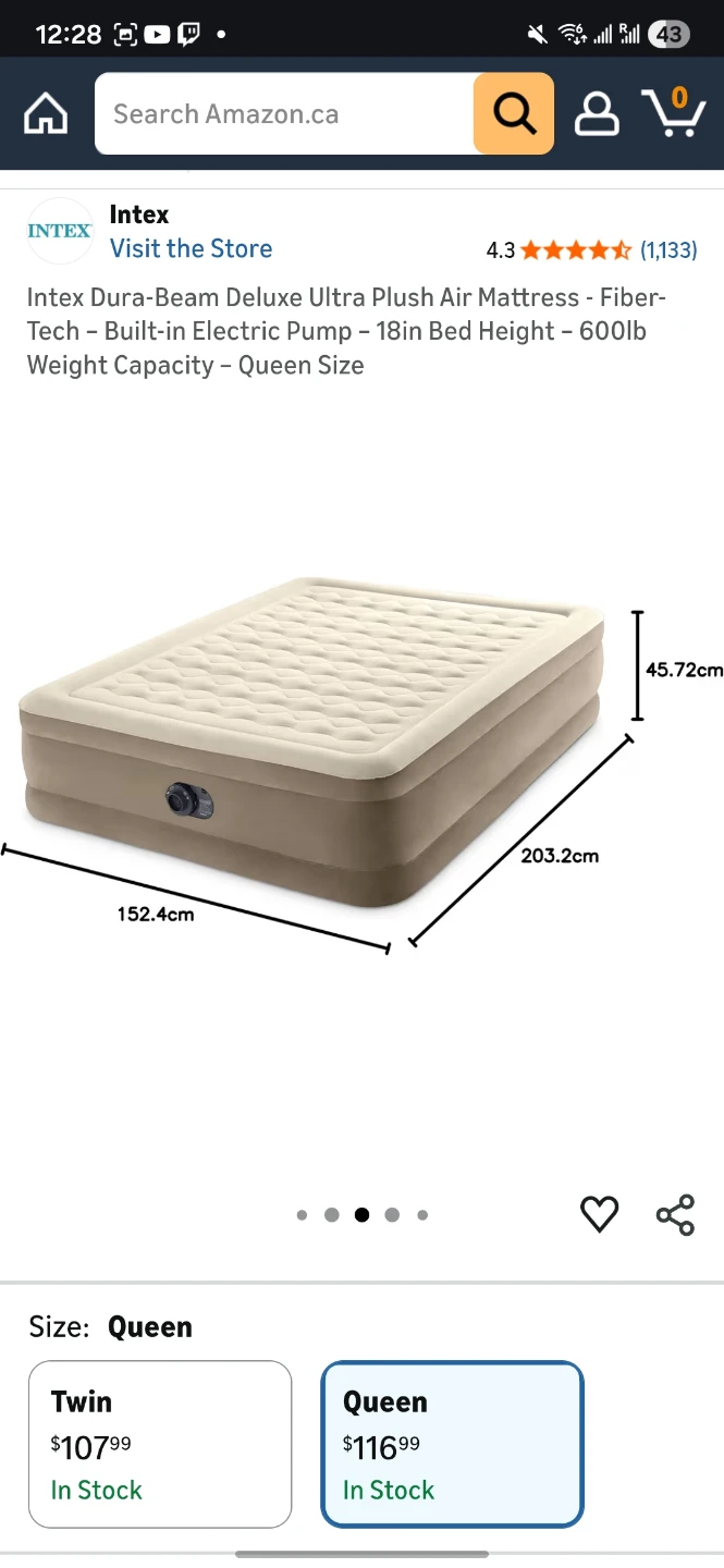 Intex Queen Air Mattress with Built-in Pump - photo 3