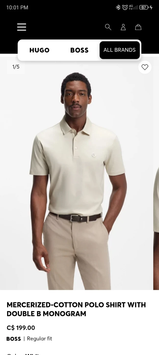 Hugo BOSS Mercerised Cotton Polo Shirt - Size L
