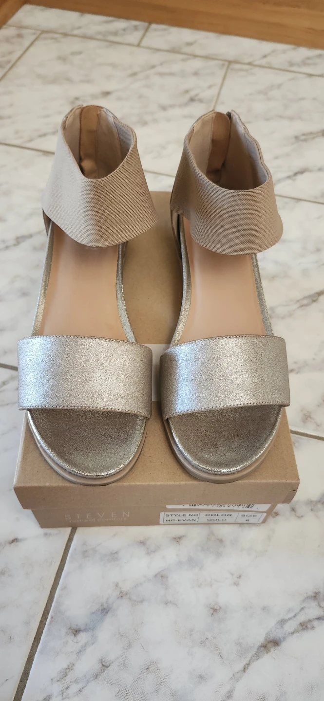 Steven Women's Silver Glitter Ankle Strap Sandals