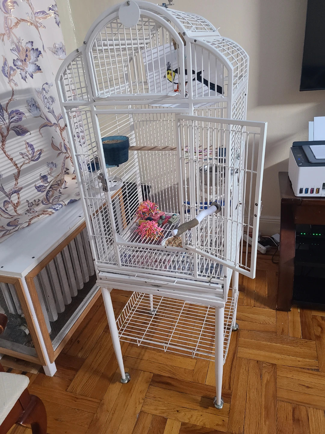 White Bird Cage with Stand