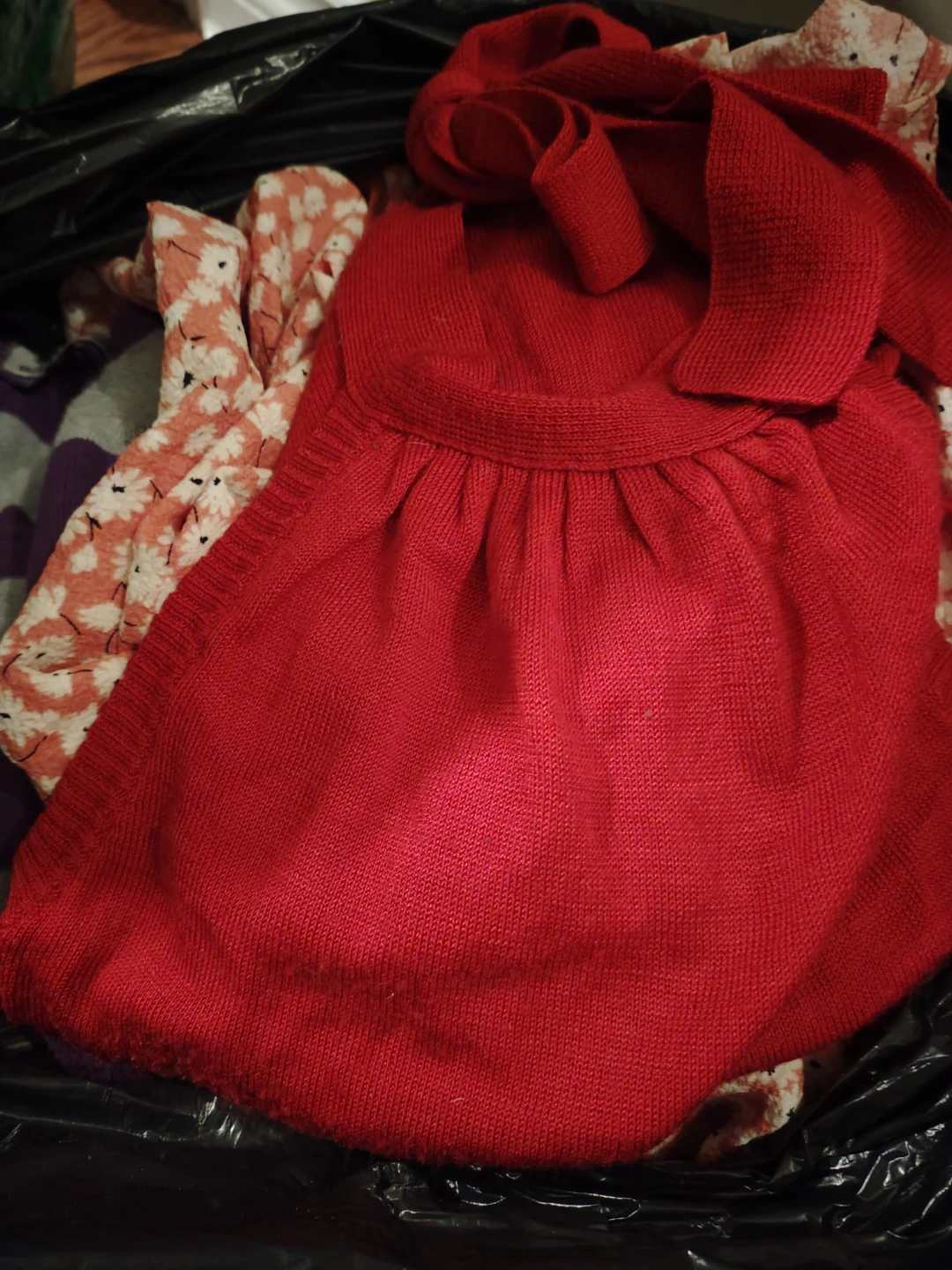 Toddler Red Knit Dress with Scarf