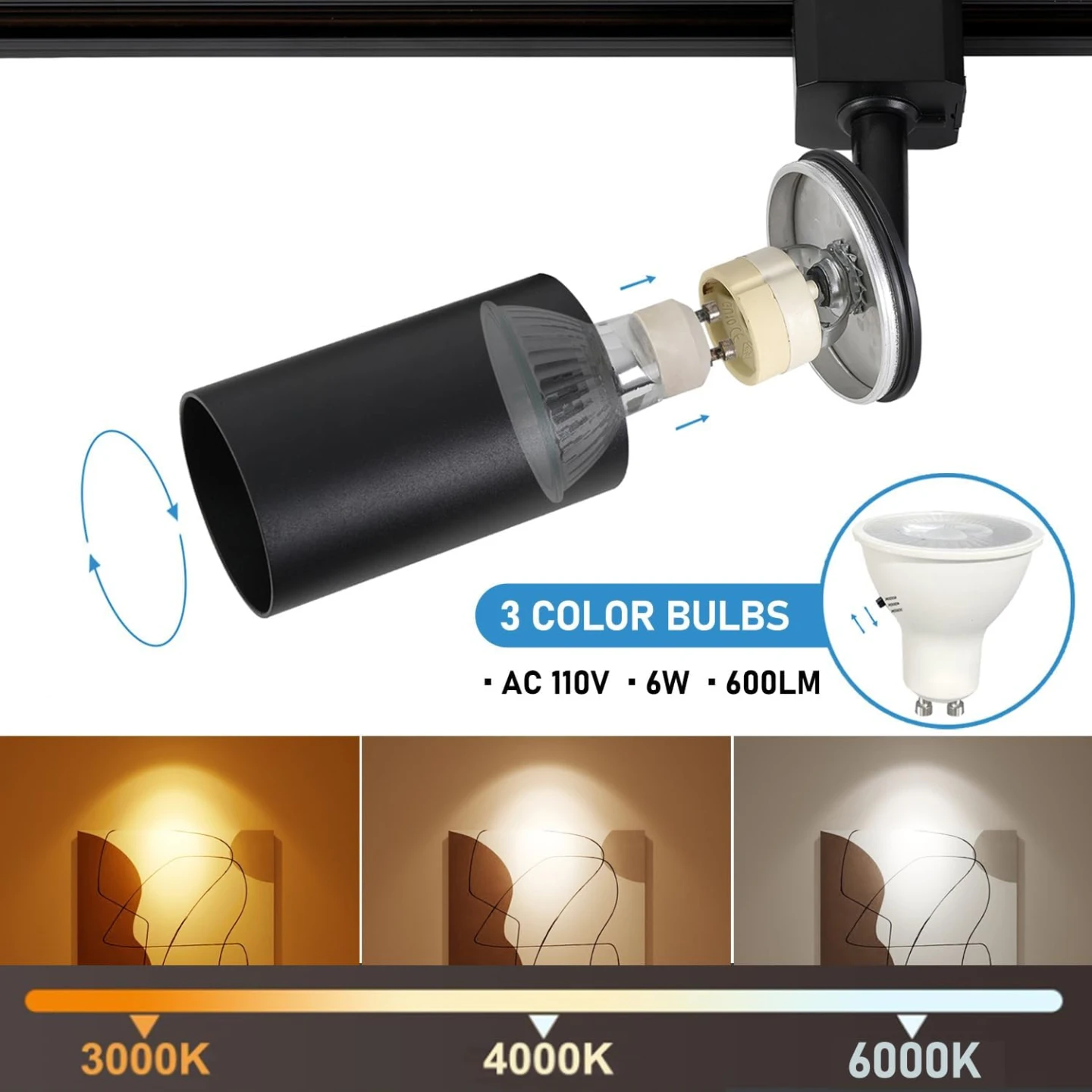 Long Track Lighting Kit with 6 Bulbs Included - photo 3