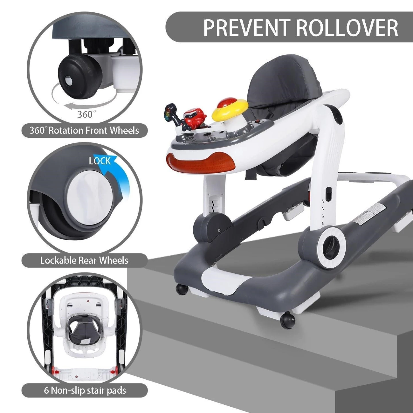 Baby Walker with Adjustable Seat and Toy Tray - photo 4