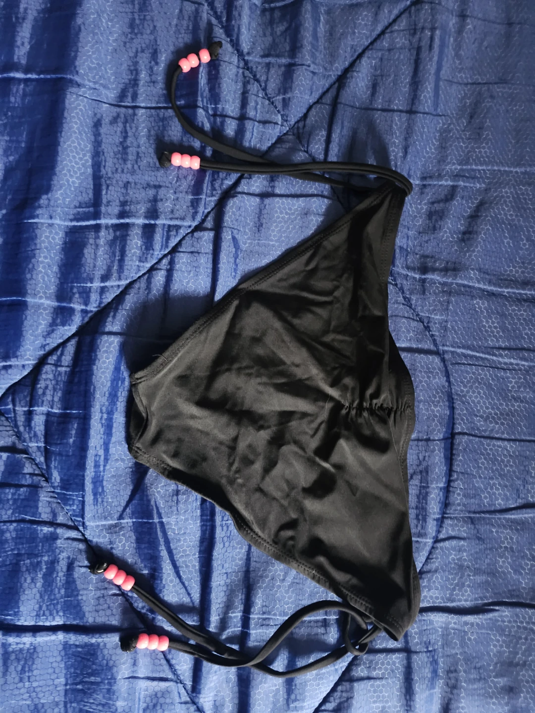 Black bikini bottoms with pink bead ties - photo 2