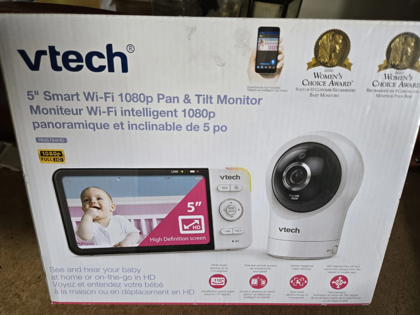 VTech 5" Smart Wi-Fi 1080p Pan & Tilt Baby Monitor RM5764HD