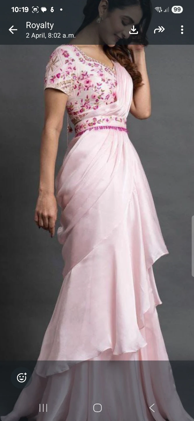 Pink Embroidered Saree Dress