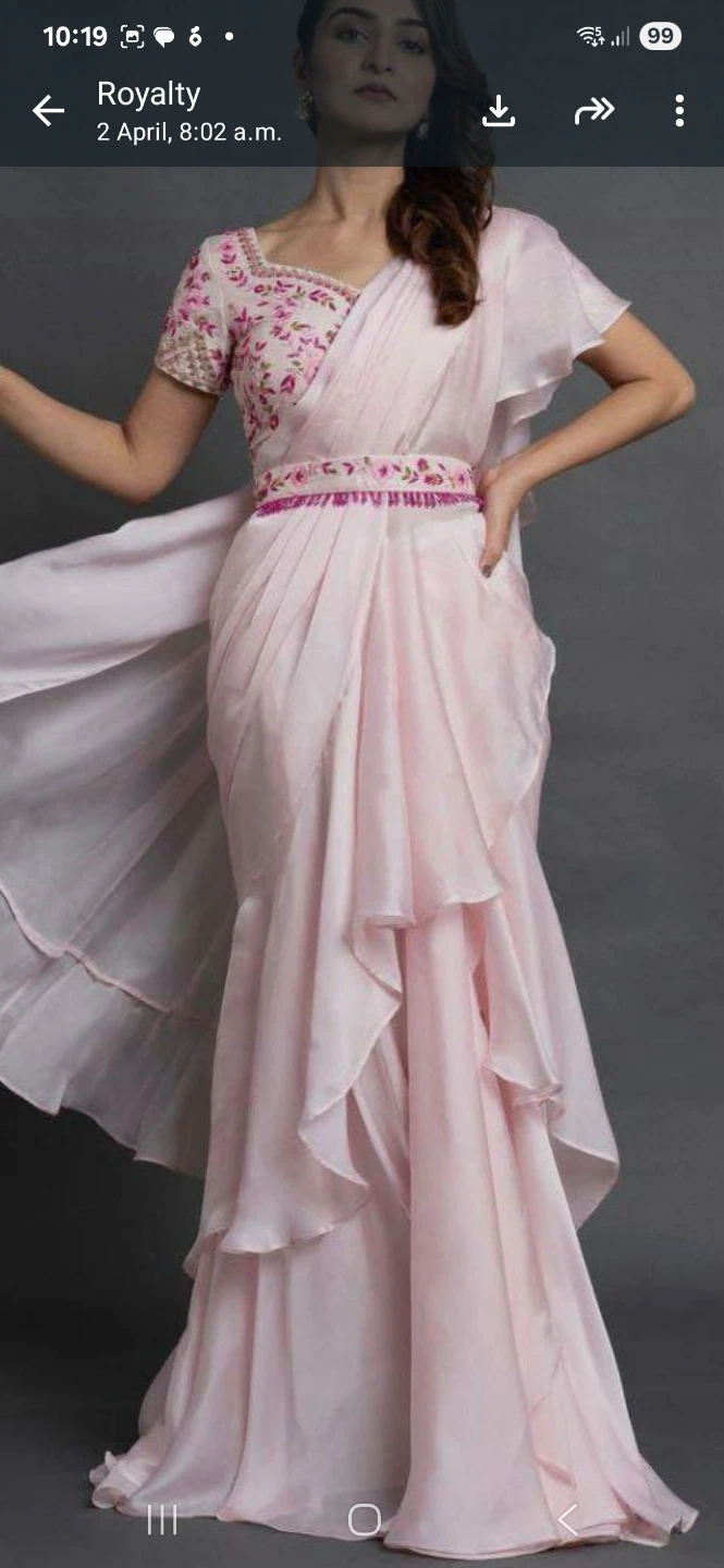 Pink Embroidered Saree Dress - photo 2