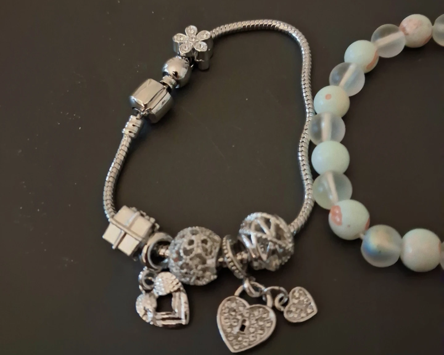 Pandora-style Charm Bracelet with Heart and Flower Charms - photo 4