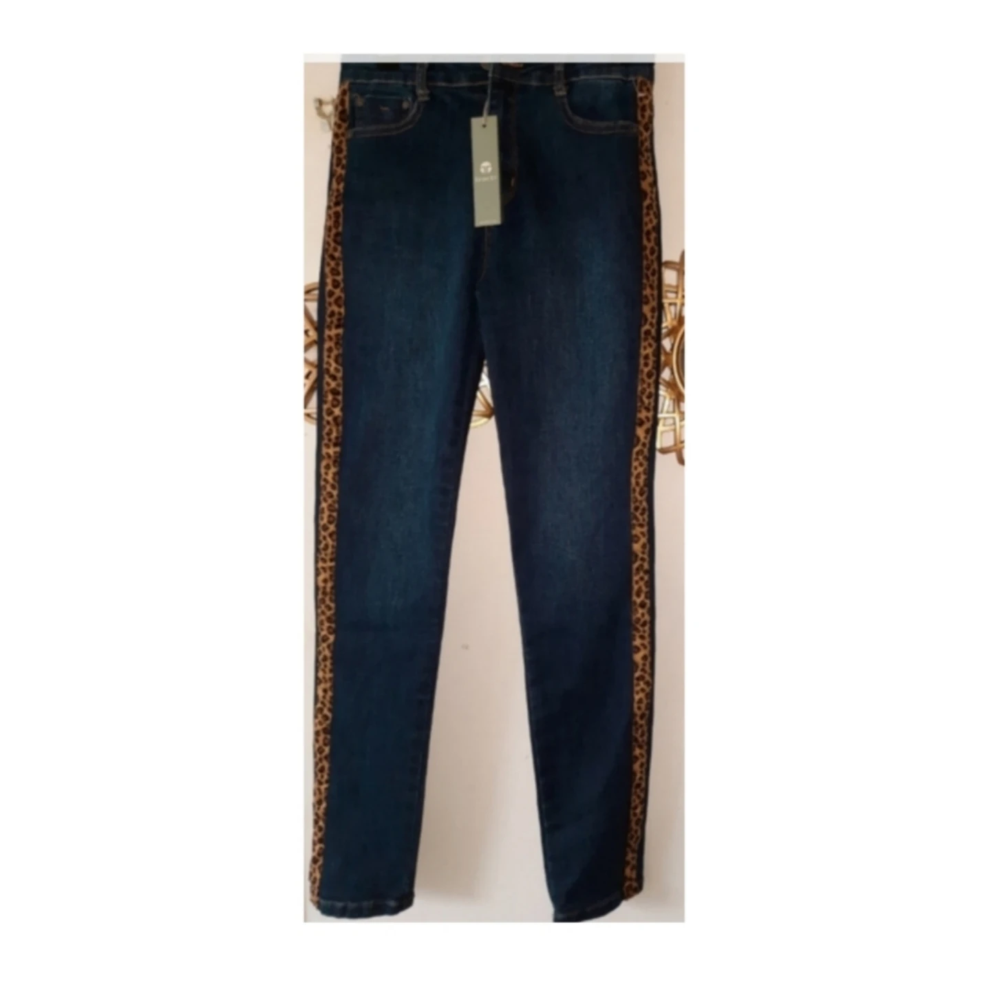 Women's Leopard Print Cold Shoulder Top and Jeans Bundle