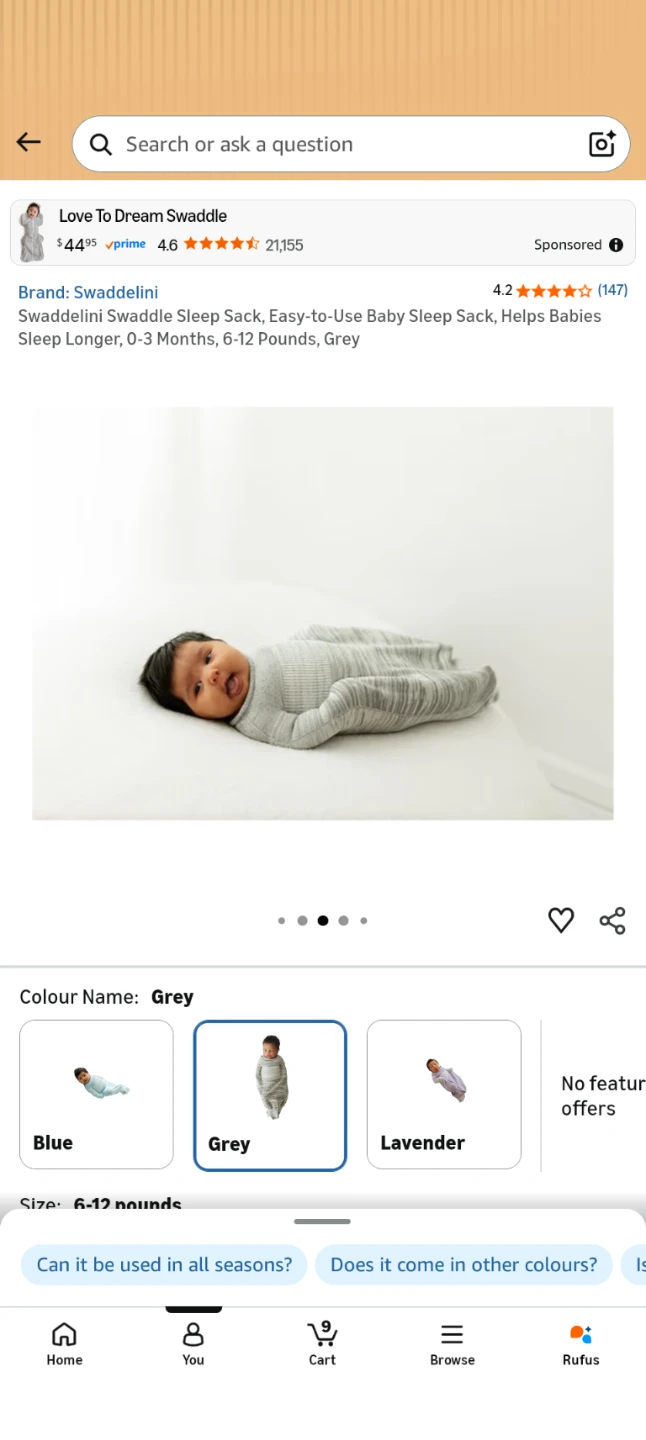 Swaddlini Swaddle Sleep Sack - Grey - photo 3