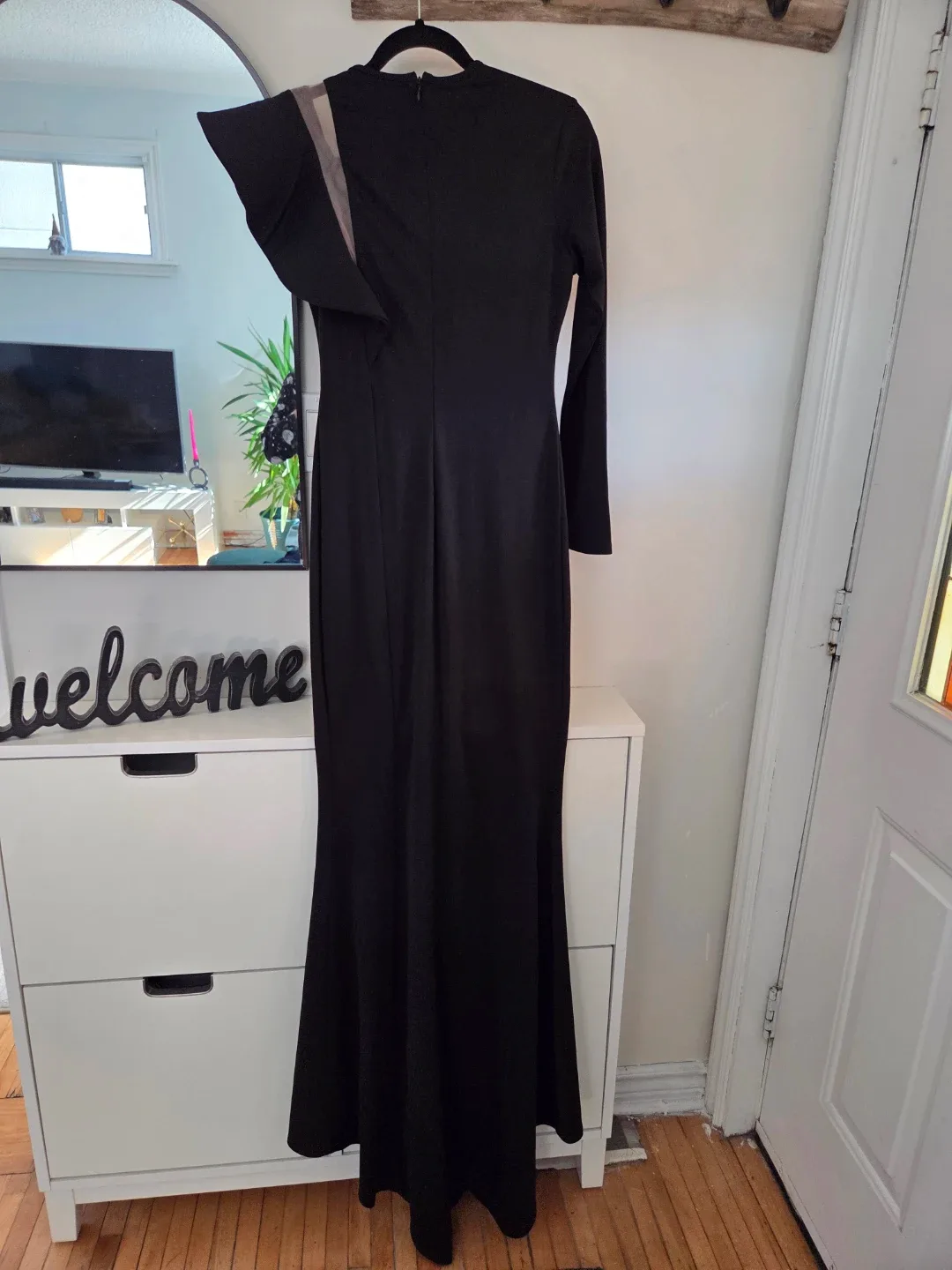 Black Maxi Dress with Gold Zipper and Slit - photo 2