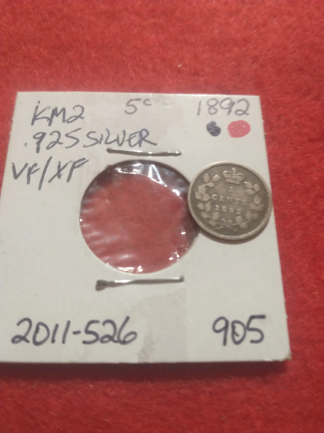 1892 Canada 5 Cents Silver Coin - photo 3