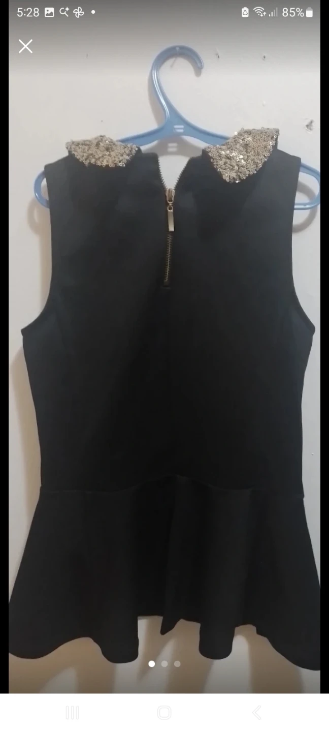 PARISIAN Black Sequin Collar Peplum Top - photo 3
