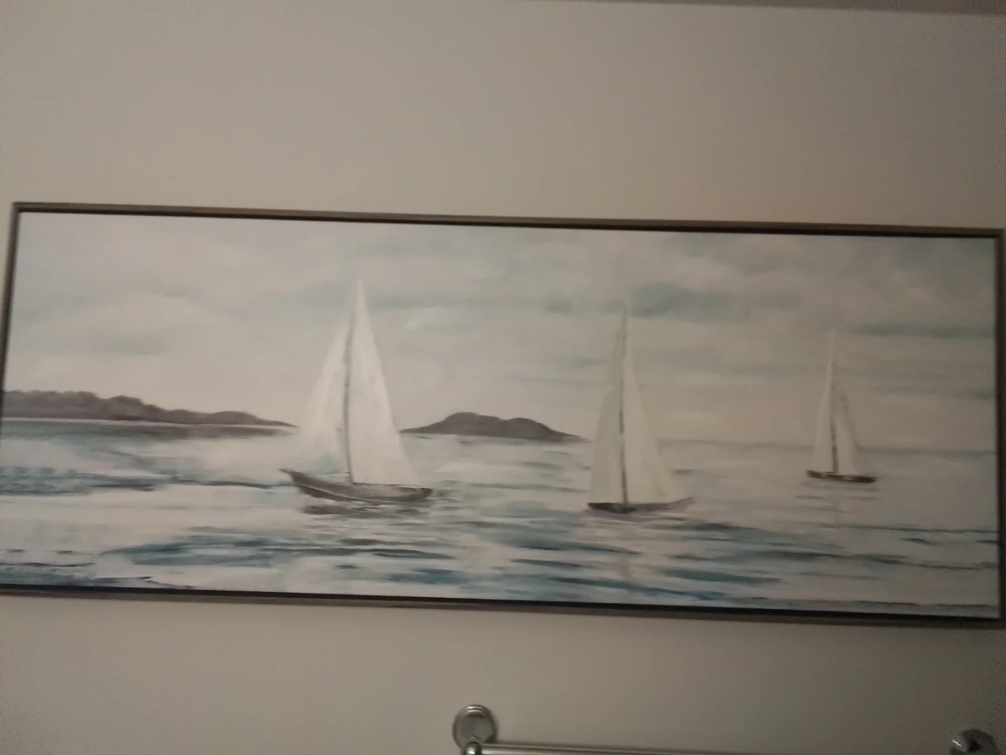 Framed Canvas Print - Sailboats on Water