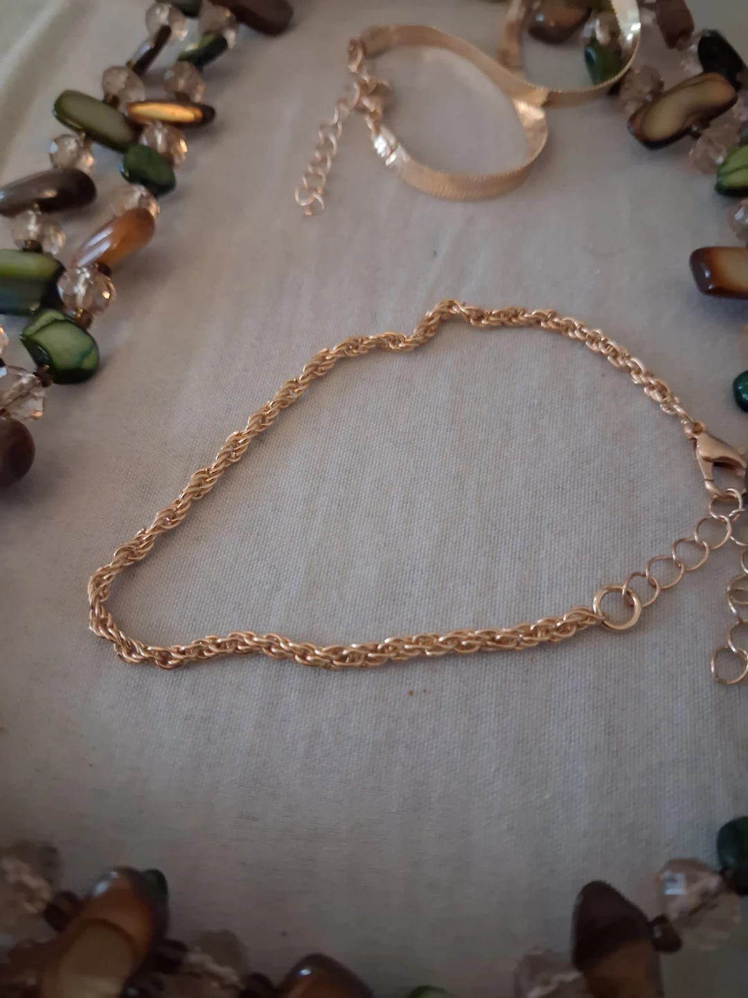 Beaded Necklace and Gold Tone Chain Set - photo 3