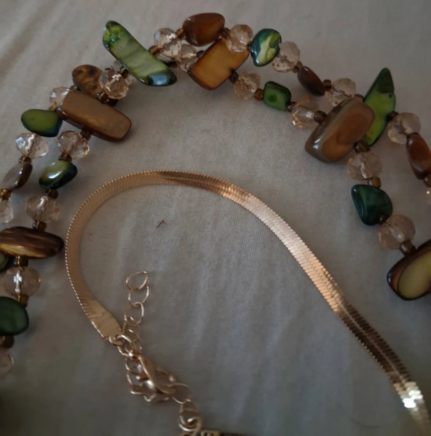 Beaded Necklace and Gold Tone Chain Set - photo 4