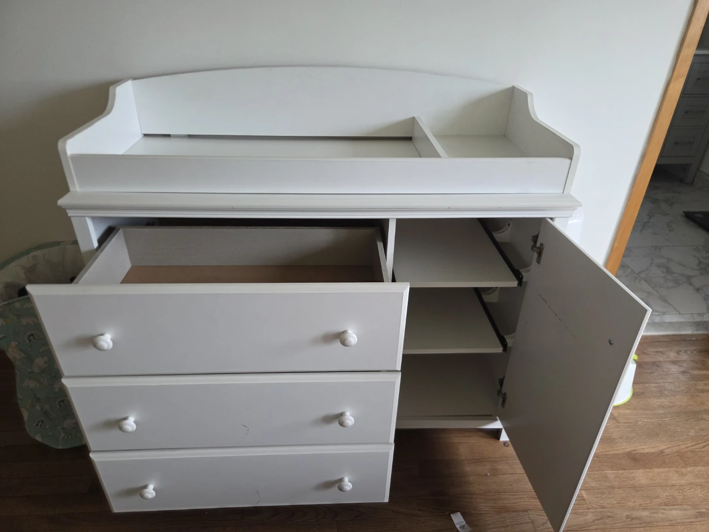 White Baby Changing Table Dresser with Storage