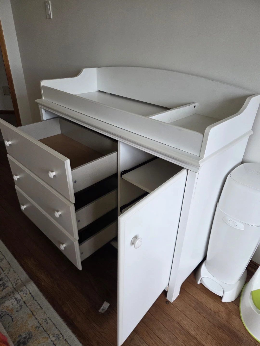 White Baby Changing Table Dresser with Storage - photo 2
