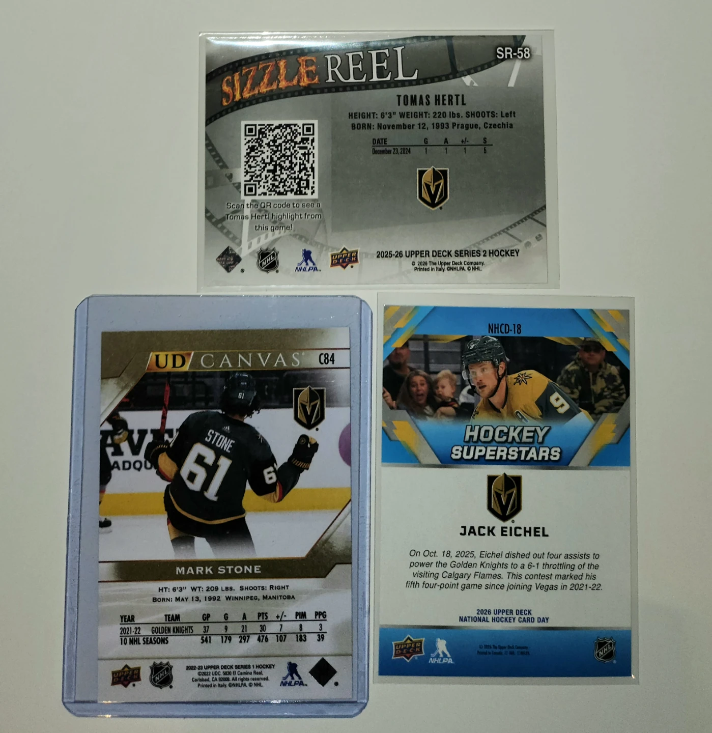 Pick Up x3 Las Vegas Golden Knights Hockey Cards - photo 2