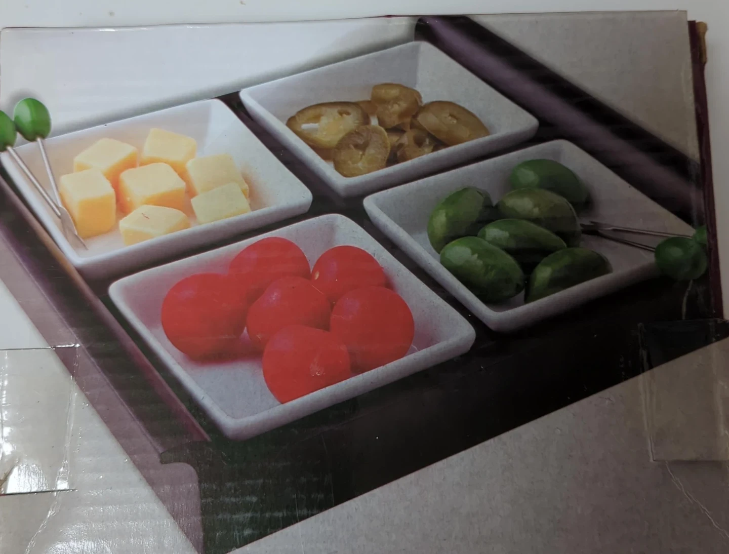 Square Appetizer Dip Bowl Set with Skewers