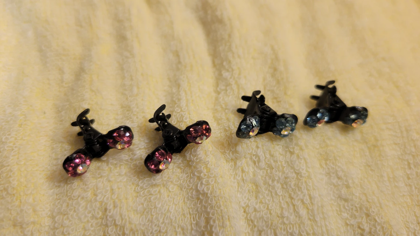 Set of 4 mini hair claw clips with rhinestones - photo 3